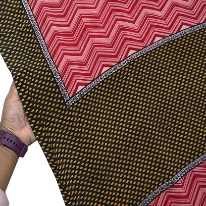 Indian Vintage Sari Maroon Pure Crepe Silk Block Printed Saree 5yard Sewing Quilting Floral Soft Craft Fabric Wrap