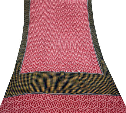 Indian Vintage Sari Maroon Pure Crepe Silk Block Printed Saree 5yard Sewing Quilting Floral Soft Craft Fabric Wrap