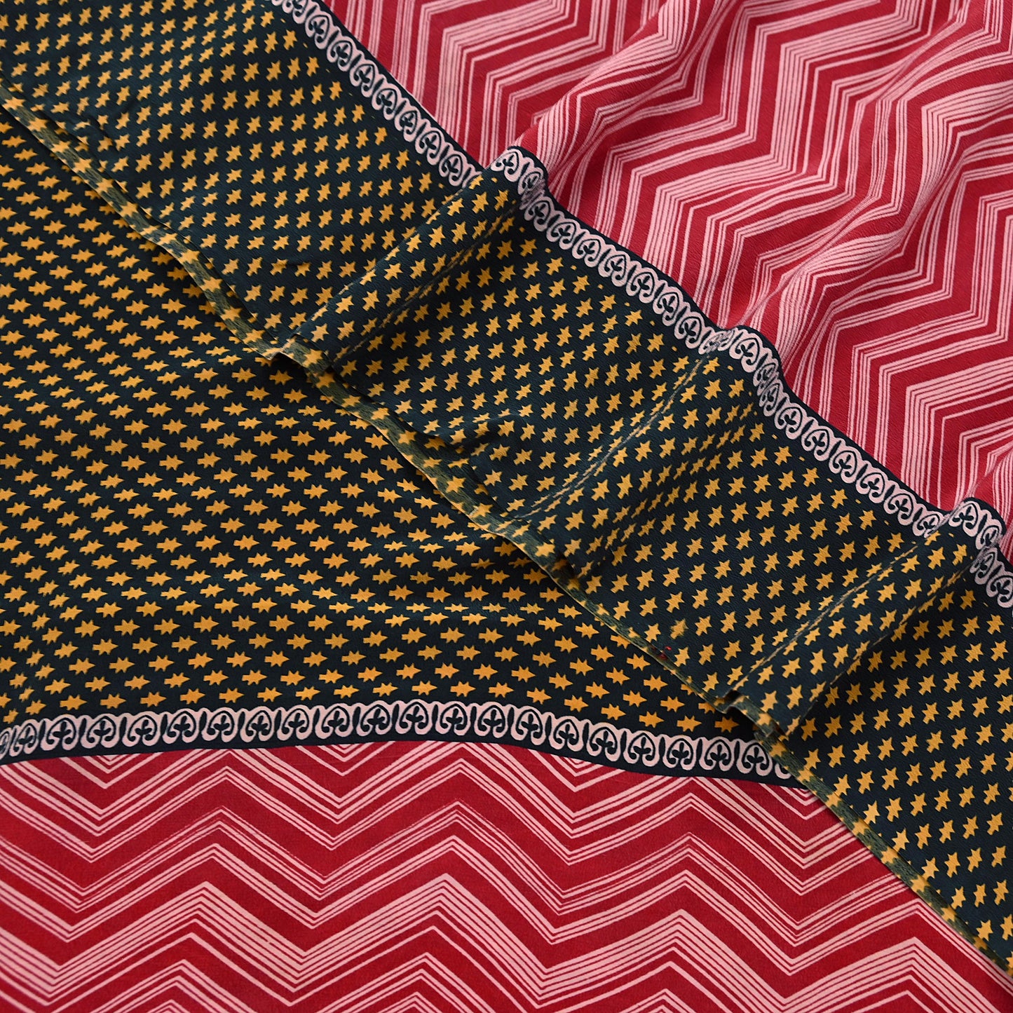 Indian Vintage Sari Maroon Pure Crepe Silk Block Printed Saree 5yard Sewing Quilting Floral Soft Craft Fabric Wrap