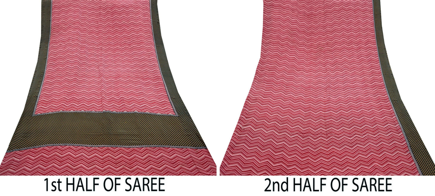 Indian Vintage Sari Maroon Pure Crepe Silk Block Printed Saree 5yard Sewing Quilting Floral Soft Craft Fabric Wrap