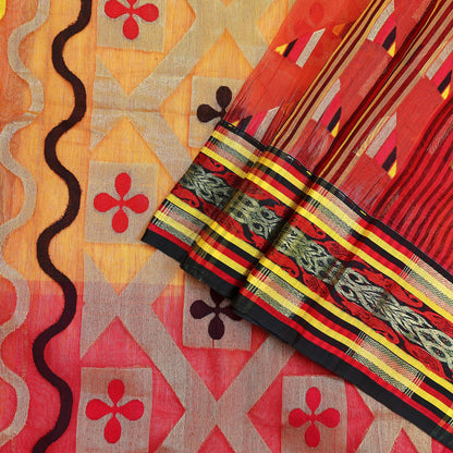 Indian Vintage Jamdani Pure Cotton Saree Handwoven Floral Sari Ethnic 5 Yard Fabric for Dressmaking, Quilting & Upcycling Crafts