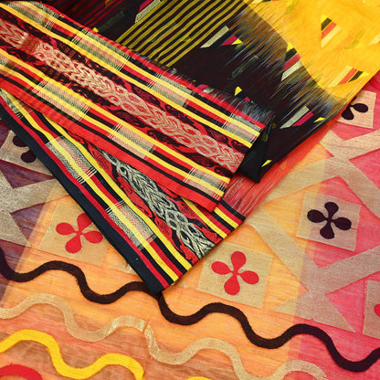 Indian Vintage Jamdani Pure Cotton Saree Handwoven Floral Sari Ethnic 5 Yard Fabric for Dressmaking, Quilting & Upcycling Crafts