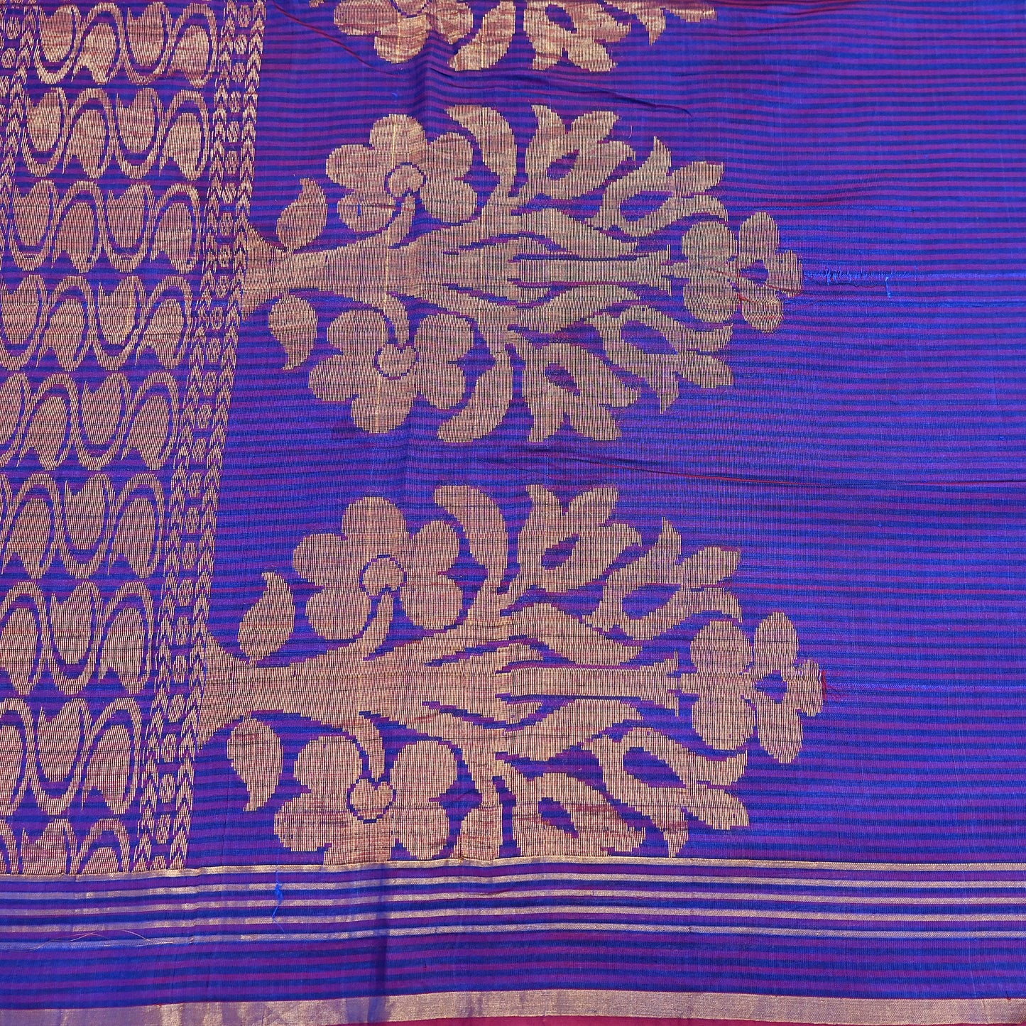 Vintage Blue Banarasi Silk Saree Handwoven Pure Silk Zari Sari Fabric 6 Yard Indian Textile for Dressmaking & Quilting