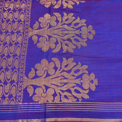 Vintage Blue Banarasi Silk Saree Handwoven Pure Silk Zari Sari Fabric 6 Yard Indian Textile for Dressmaking & Quilting