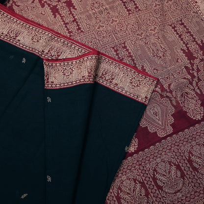 Indian Vintage Sari Maroon & Black Pure Cotton Hand Woven Sarees Craft Fabric 5yd Ethnic Crafting Upcycle Quilting Dress Making Quilting