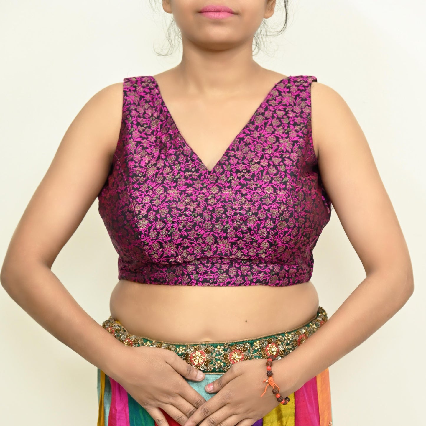 Indian Black Pure Silk Brocade Blouse Handwoven Padded Crop Top Party Wear Bollywood Blouse Festive Saree Top Designer Ethnic Wear