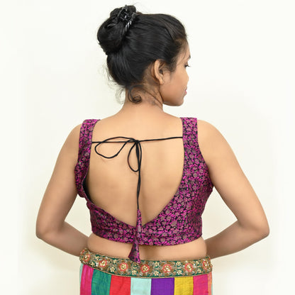 Indian Black Pure Silk Brocade Blouse Handwoven Padded Crop Top Party Wear Bollywood Blouse Festive Saree Top Designer Ethnic Wear