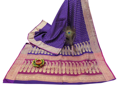 Indian Vintage Sari Pink & Purple Heavy Wedding Artificial Silk Woven Brocade Banarasi Sarees Ethnic Zari 5Yd Dress Making Bollywood Sari