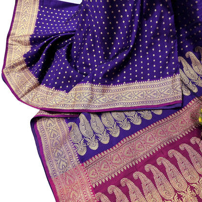 Indian Vintage Sari Pink & Purple Heavy Wedding Artificial Silk Woven Brocade Banarasi Sarees Ethnic Zari 5Yd Dress Making Bollywood Sari