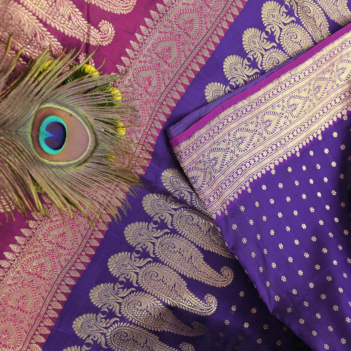 Indian Vintage Sari Pink & Purple Heavy Wedding Artificial Silk Woven Brocade Banarasi Sarees Ethnic Zari 5Yd Dress Making Bollywood Sari