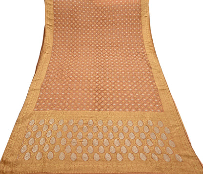 Heavy Saffron Saree Blend Georgette Hand Embroidered Sari Craft Fabric 5Yd Soft Ethnic Zari with Matching Blouse fabric