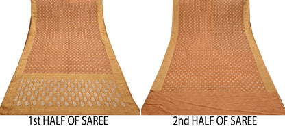 Heavy Saffron Saree Blend Georgette Hand Embroidered Sari Craft Fabric 5Yd Soft Ethnic Zari with Matching Blouse fabric