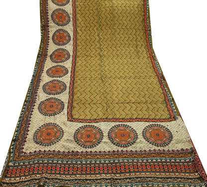 Indian Vintage Sari Green Pure Silk Hand Embroidered Sarees 5Yd Craft Fabric Sewing soft Quilting Crafting Ethnic Bollywood sarees
