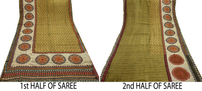 Indian Vintage Sari Green Pure Silk Hand Embroidered Sarees 5Yd Craft Fabric Sewing soft Quilting Crafting Ethnic Bollywood sarees