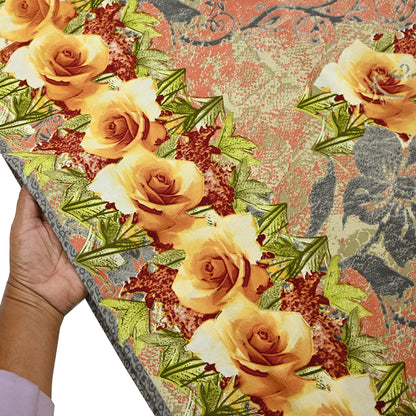 Indian Vintage Moss Crepe Saree Printed Floral Sari Fabric 6 Yards Soft Craft Fabric for Sewing, Dressmaking, Quilting,Upcycling