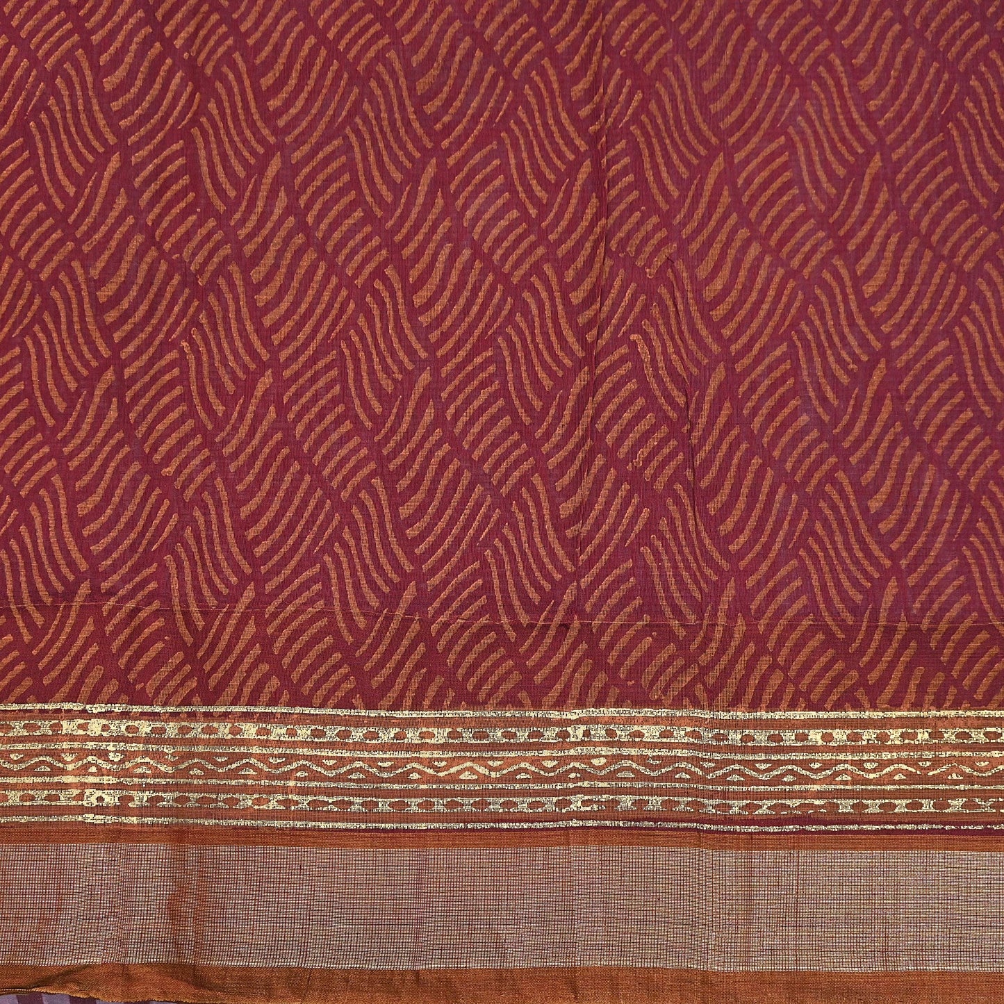 Indian Vintage Sari Maroon Pure Cotton Hand Woven 5Yd Sarees Soft Floral Ethnic Craft Fabric Sewing Dress making Crafting Quilting
