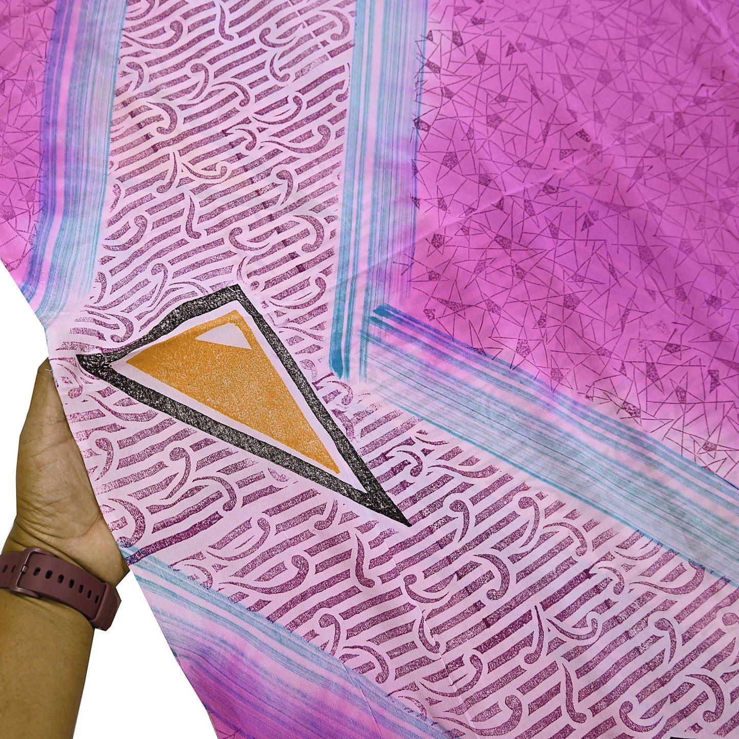 Indian Vintage Pink Pure Crepe Silk Saree Floral Print 5 Yards Soft Sewing Fabric for Dressmaking, Quilting, Crafting Upcycling