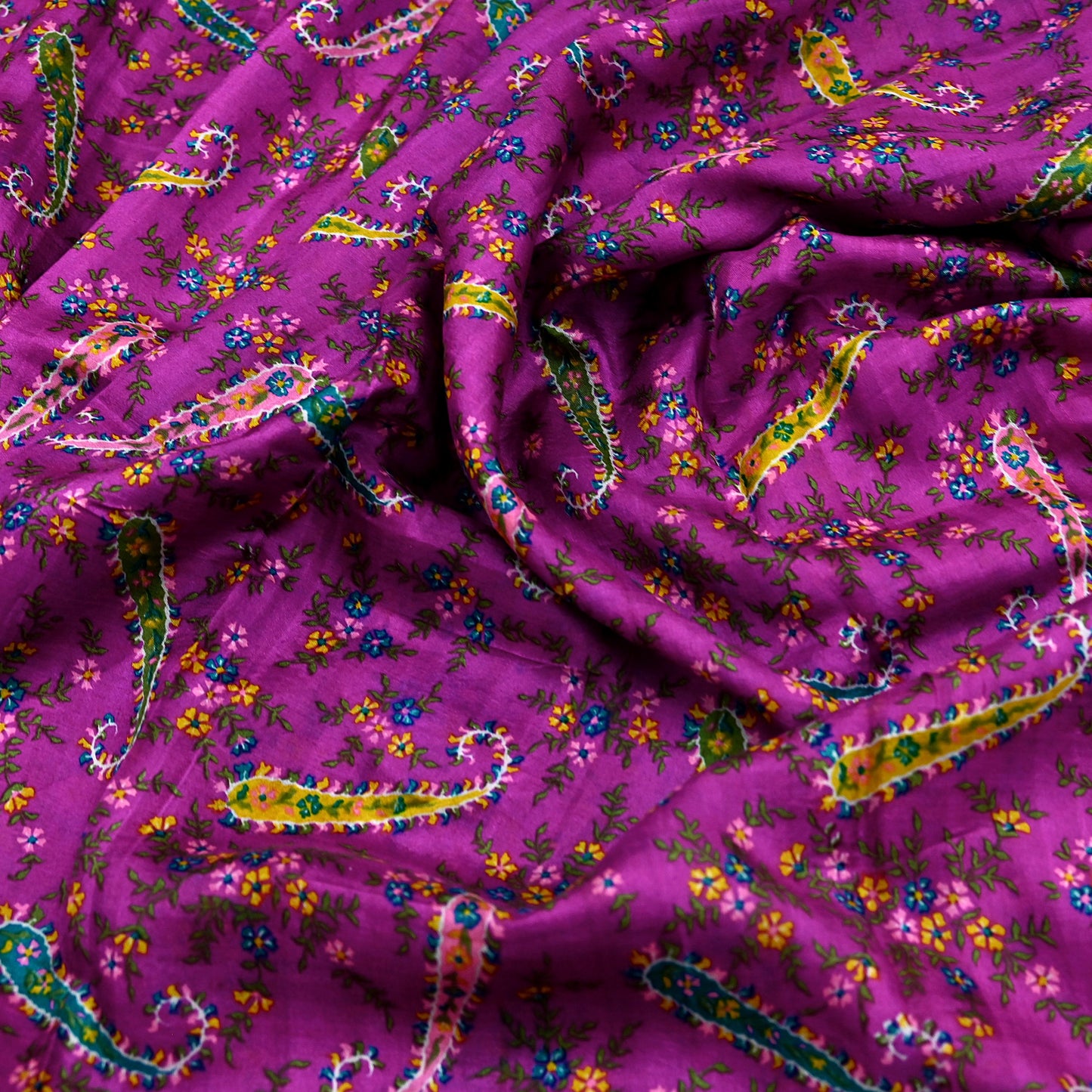 Indian Vintage Sari Purple & Green Pure Silk Printed Saree 5yd Sewing Quilting Craft Fabric Dress Making/ Designing Soft Upcycle Used Floral