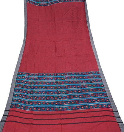 Vintage Red Stole Pure Wool Printed Dupatta Scarf Shawl Wrap Floral Long Winter Scarf for Women, Hijab, Christmas Gift