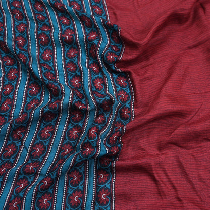 Vintage Red Stole Pure Wool Printed Dupatta Scarf Shawl Wrap Floral Long Winter Scarf for Women, Hijab, Christmas Gift