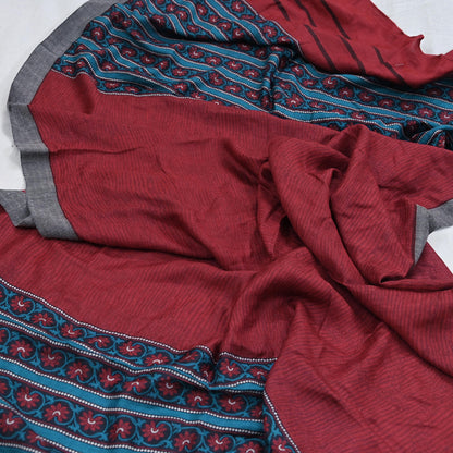 Vintage Red Stole Pure Wool Printed Dupatta Scarf Shawl Wrap Floral Long Winter Scarf for Women, Hijab, Christmas Gift