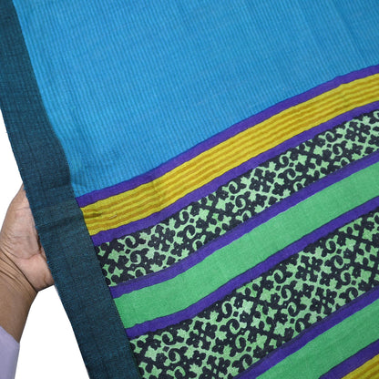 Vintage Blue Stole Pure Wool Printed Dupatta Scarf Shawl Wrap Floral Long Winter Scarf for Women, Hijab, Christmas Gift