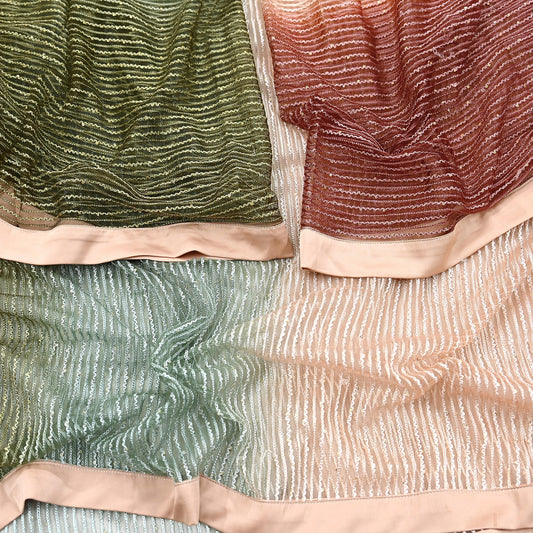 Indian Vintage Multi Dupatta Long Stole Net Mesh Hand Embroidered Scarves Veil Hijab Sequins