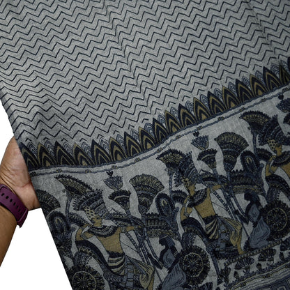 Vintage Gray & Black Stole Pure Wool Printed Dupatta Scarf Shawl Wrap Floral Long Winter Scarf for Women, Hijab, Christmas Gift