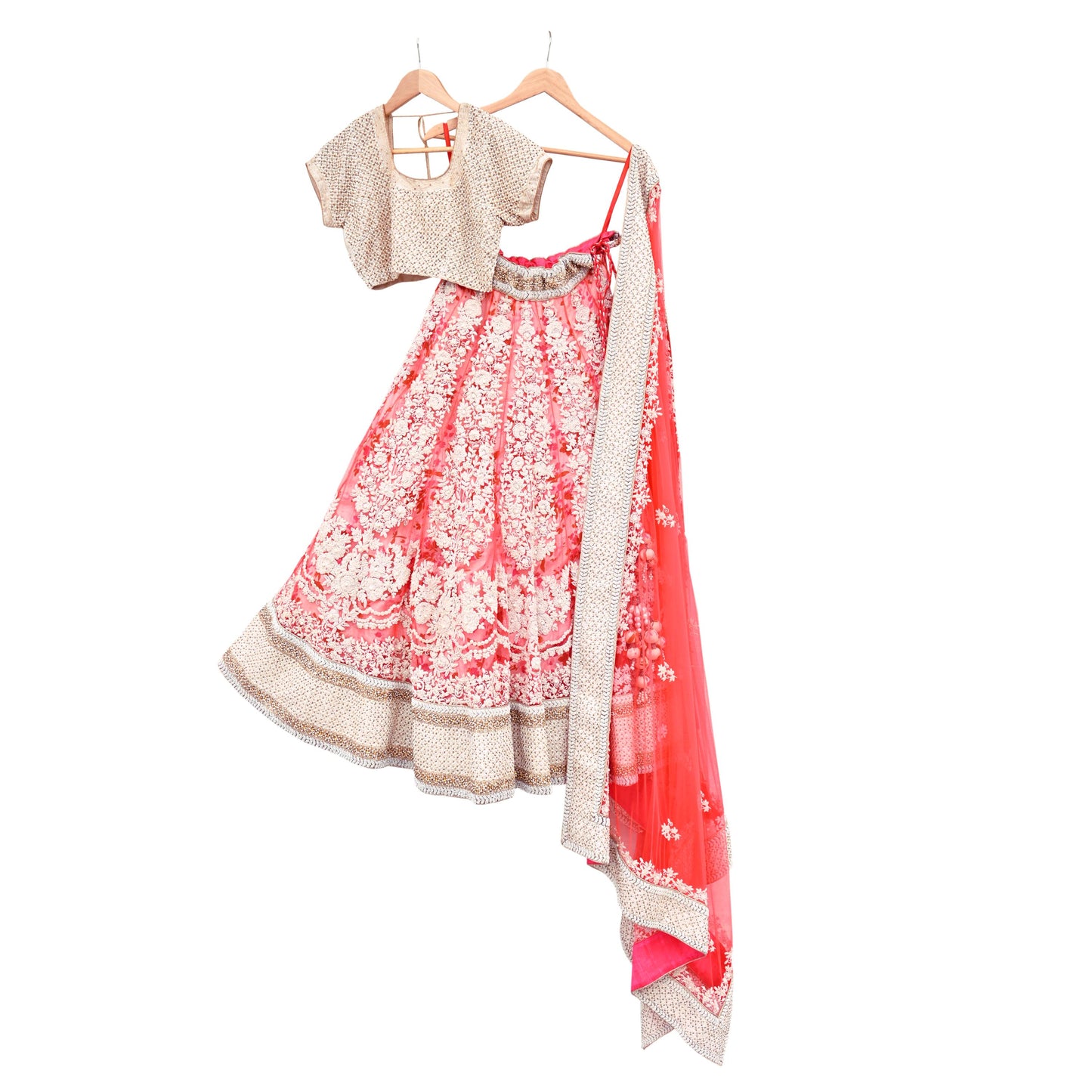Pre-Owned Designer Abu Jani Hand Embroidered Heavy Lehenga, Blouse & Dupatta (3pcs Set)