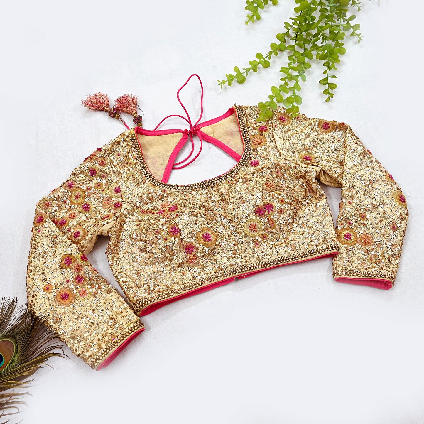 Pre-Owned Designer Abu Jani Hand Embroidered Golden Red Chanderi Silk Net Bridal Lehenga Set with Dupatta & Blouse Couture Outfit