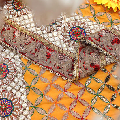 Indian Pre-owned Heavy Wedding Hand Embroidered Lehenga/Dupatta Designer By Anamika Khanna Zardozi Bridal Wear Floral Design