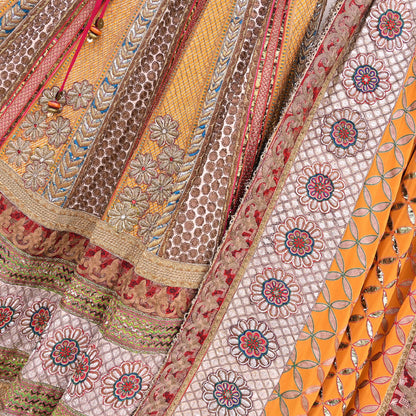 Indian Pre-owned Heavy Wedding Hand Embroidered Lehenga/Dupatta Designer By Anamika Khanna Zardozi Bridal Wear Floral Design