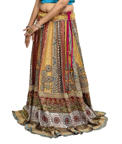 Indian Pre-owned Heavy Wedding Hand Embroidered Lehenga/Dupatta Designer By Anamika Khanna Zardozi Bridal Wear Floral Design