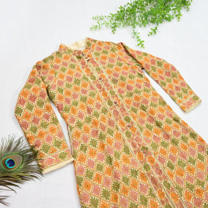 Indian Vintage Ivory Embroidered Kashmiri Coat, Aari Embroidery, Pure Woolen Coat, Boho Jacket For Both Women/Men Indian Coat