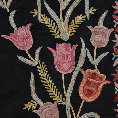 Indian Vintage Black Embroidered Kashmiri Coat, Aari Embroidery, Raw Silk Coat, Boho Jacket For Both Women/Men Indian Coat