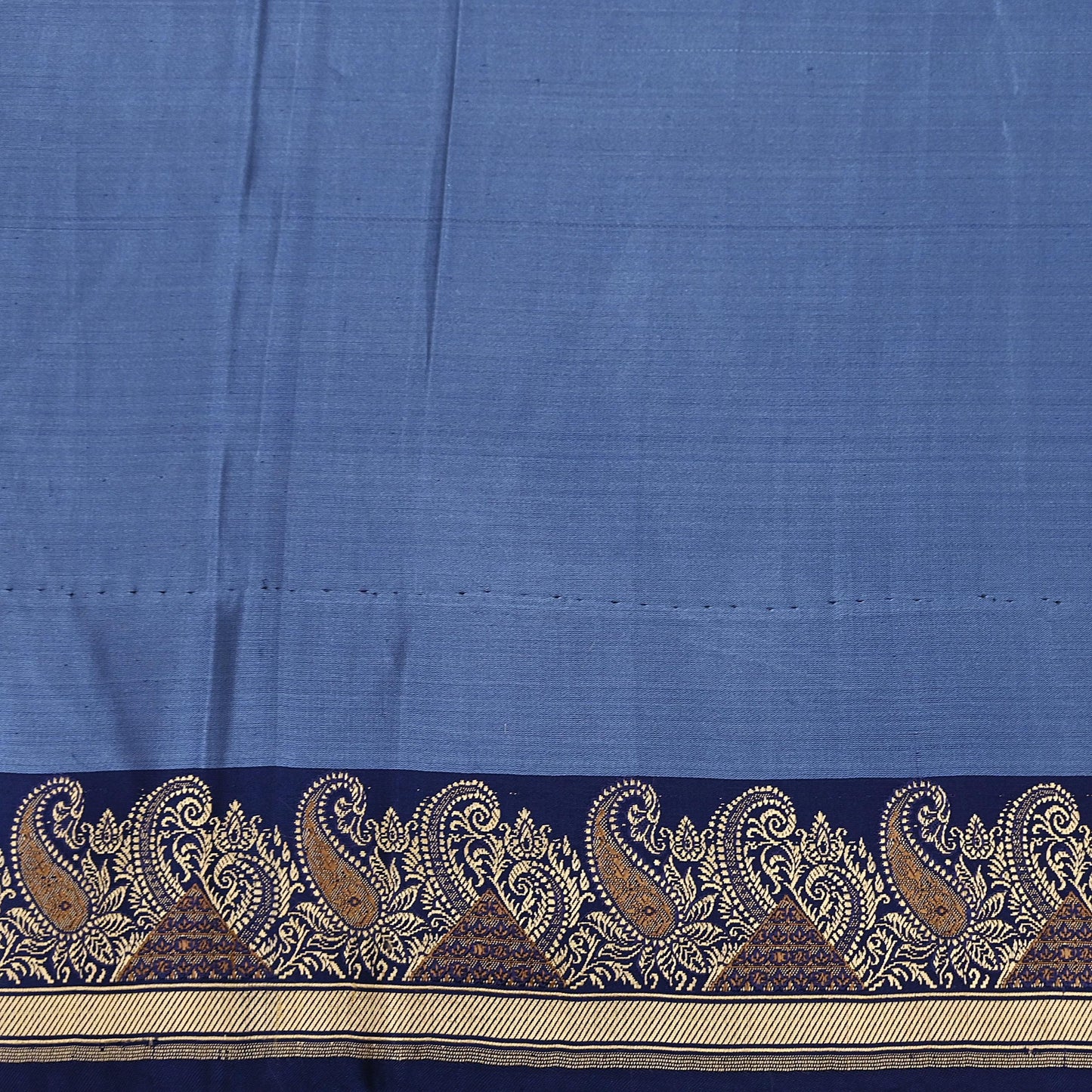 Vintage Blue Banarasi Silk Saree Pure Satin Silk Handwoven Tanchoi Fabric with Floral Weave 5 Yard Dressmaking Craft Material