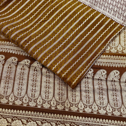 Vintage Green Banarasi Silk Saree Pure Satin Silk Handwoven Tanchoi Fabric with Paisley Weave 5 Yard Dressmaking Craft Material
