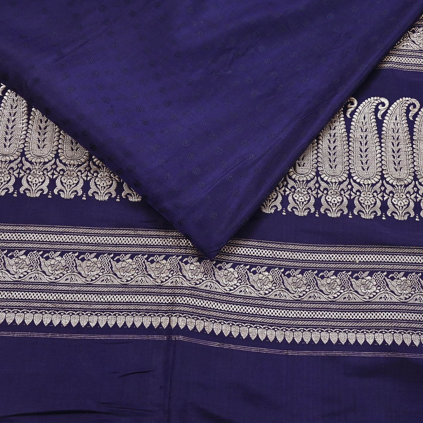 Vintage Banarasi Saree Pure Satin Silk Woven Brocade Zari Fabric Blue Heavy Craft Sari 5 Yards Indian Antique Textile Dress Making