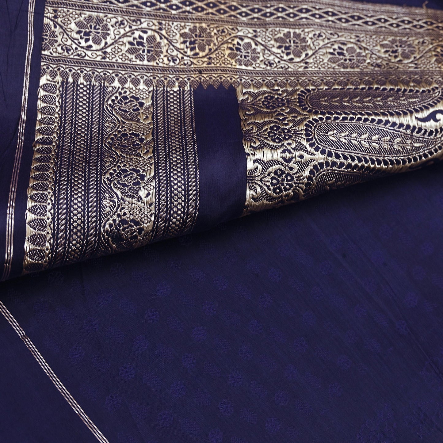 Vintage Banarasi Saree Pure Satin Silk Woven Brocade Zari Fabric Blue Heavy Craft Sari 5 Yards Indian Antique Textile Dress Making