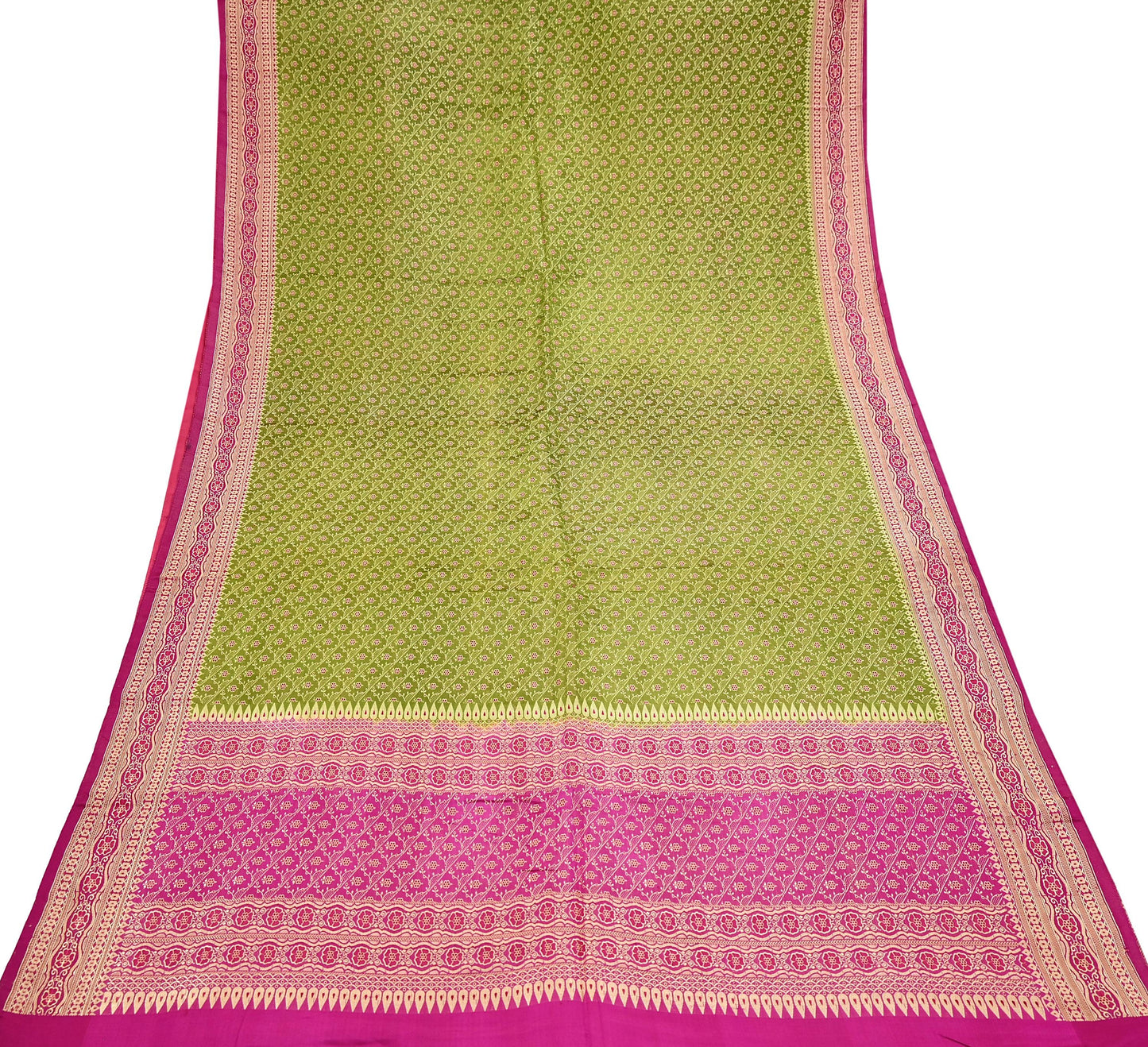 Indian Vintage Sari Purple & Green Heavy Pure Satin Silk Woven Banarasi Tanchoi Saree 5Yd Ethnic Craft Fabric Upcycle Bridal Heavy Sarees