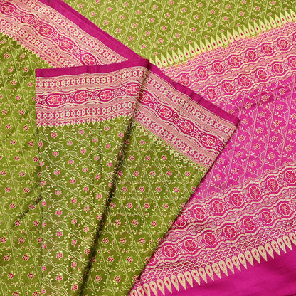 Indian Vintage Sari Purple & Green Heavy Pure Satin Silk Woven Banarasi Tanchoi Saree 5Yd Ethnic Craft Fabric Upcycle Bridal Heavy Sarees