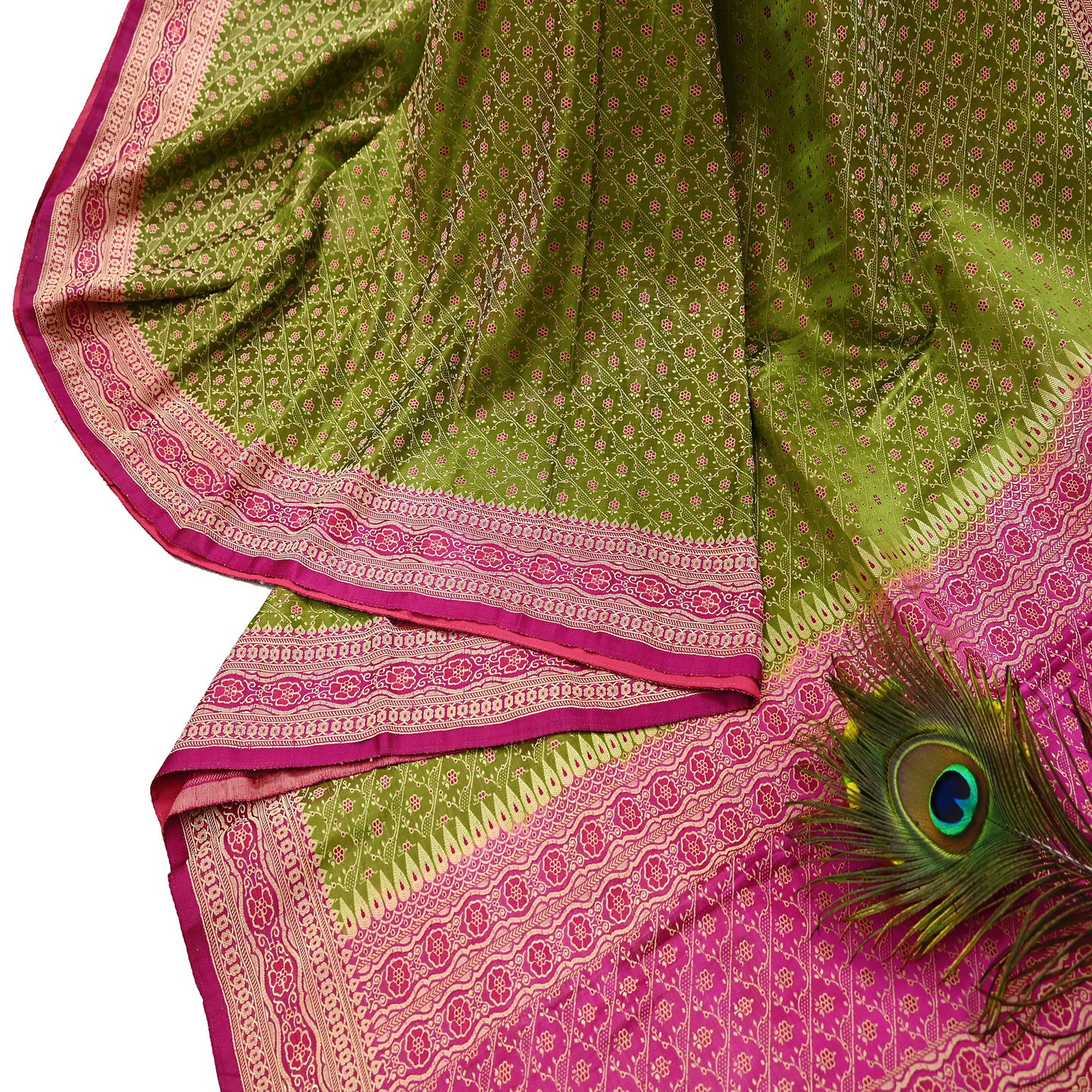 Indian Vintage Sari Purple & Green Heavy Pure Satin Silk Woven Banarasi Tanchoi Saree 5Yd Ethnic Craft Fabric Upcycle Bridal Heavy Sarees