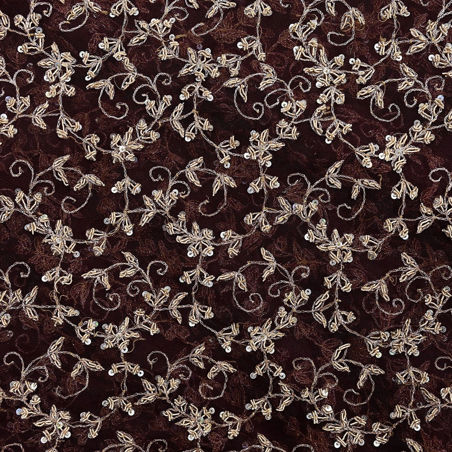 Indian Vintage Heavy Dark Maroon Dupatta Net Mesh Long Stole Hand Embroidered Scarf Zardozi Zari Sequins Stole Bridal Veil