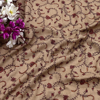 Indian Vintage Brown Shawl Pure Woolen Handmade Suzani Long Throw Stole Warm Design Soft Soft Cozy