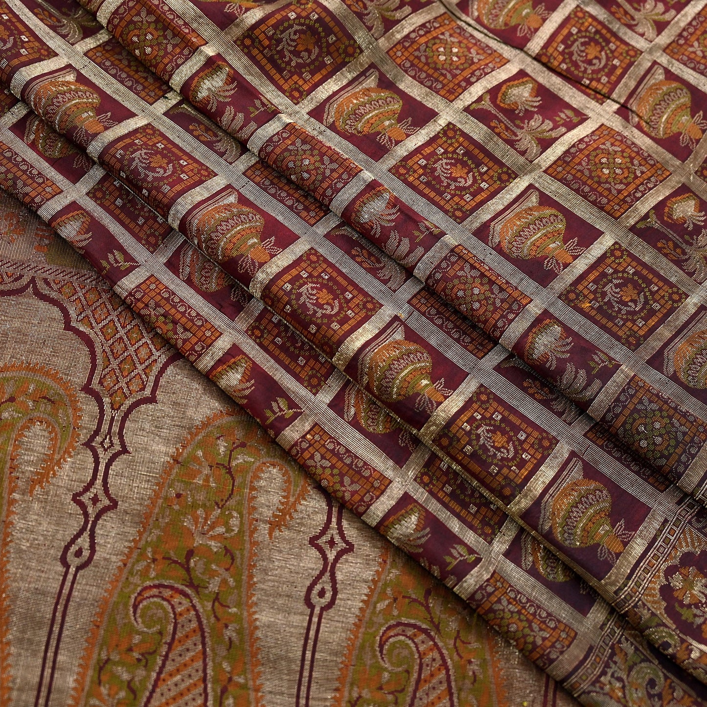 Vintage Maroon Pure Silk Saree Handwoven Indian Banarasi Fabric 5Yd Woven Zari Wedding Sari Soft Ethnic Dressmaking Craft Material
