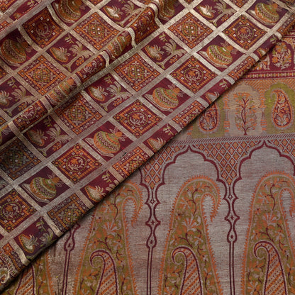 Vintage Maroon Pure Silk Saree Handwoven Indian Banarasi Fabric 5Yd Woven Zari Wedding Sari Soft Ethnic Dressmaking Craft Material