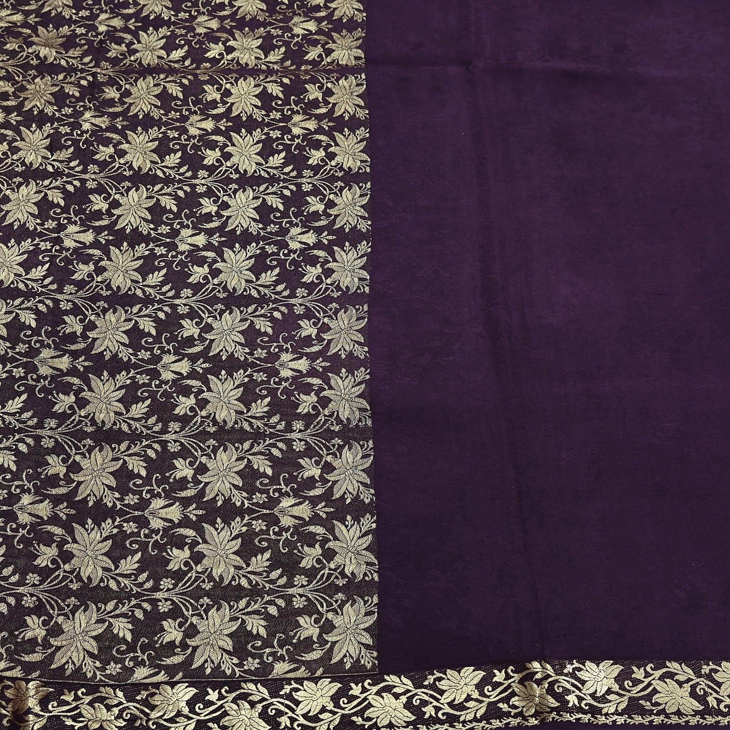 Vintage Purple Pure Silk Saree Handwoven Banarasi Sari 5Yd Zari Woven Indian Fabric Wedding Wear Dressmaking Textile Craft