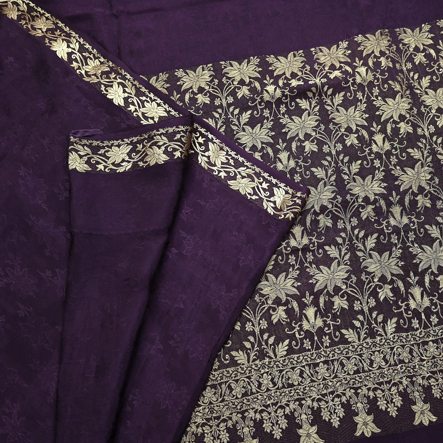 Vintage Purple Pure Silk Saree Handwoven Banarasi Sari 5Yd Zari Woven Indian Fabric Wedding Wear Dressmaking Textile Craft