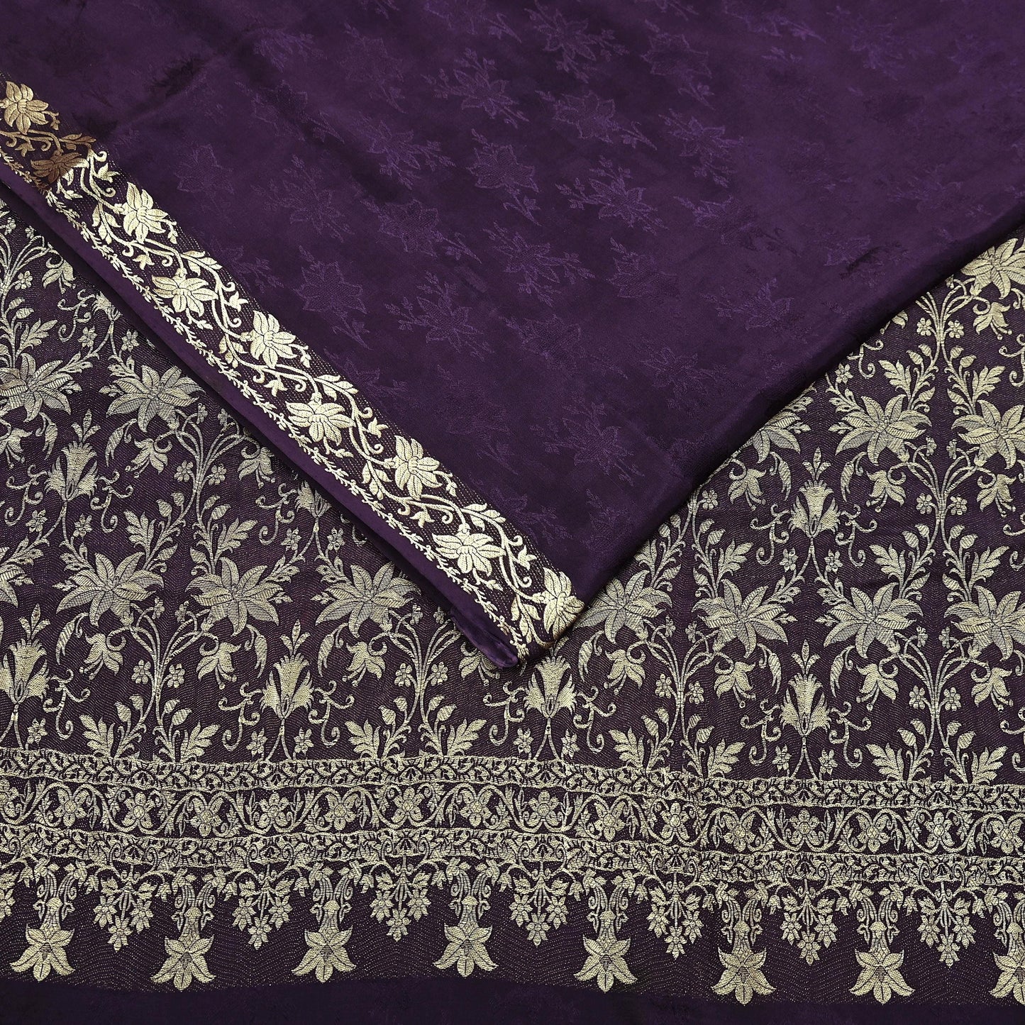Vintage Purple Pure Silk Saree Handwoven Banarasi Sari 5Yd Zari Woven Indian Fabric Wedding Wear Dressmaking Textile Craft