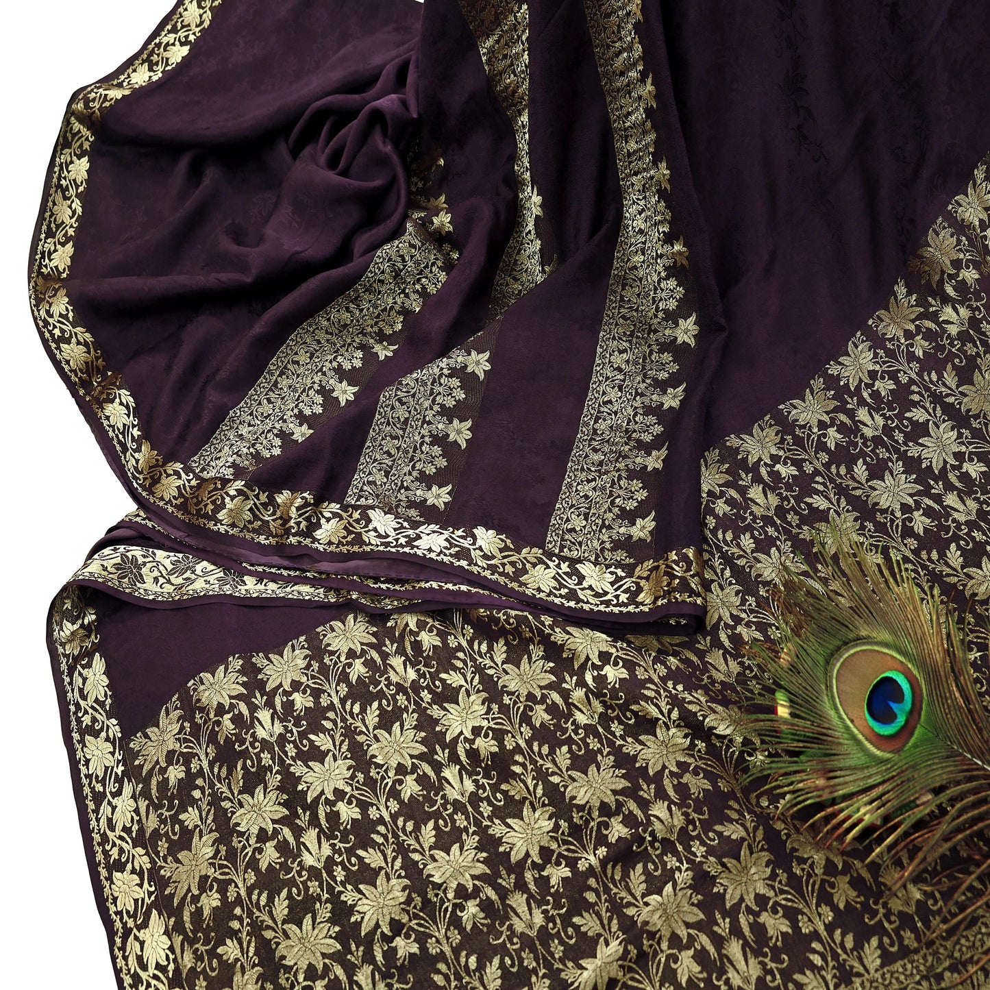 Vintage Purple Pure Silk Saree Handwoven Banarasi Sari 5Yd Zari Woven Indian Fabric Wedding Wear Dressmaking Textile Craft